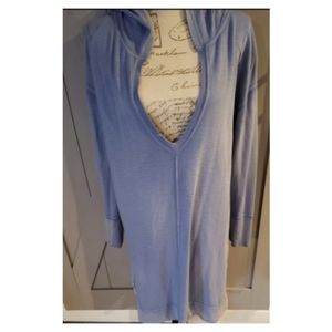 Free People Long Baby Blue Hooded Sweatshirt